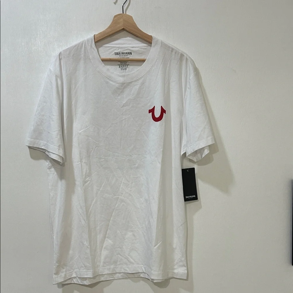 TRUE RELIGION MENS WHITE TEE WITH LOGO SHORT SLEEVE Sz XXL NEW